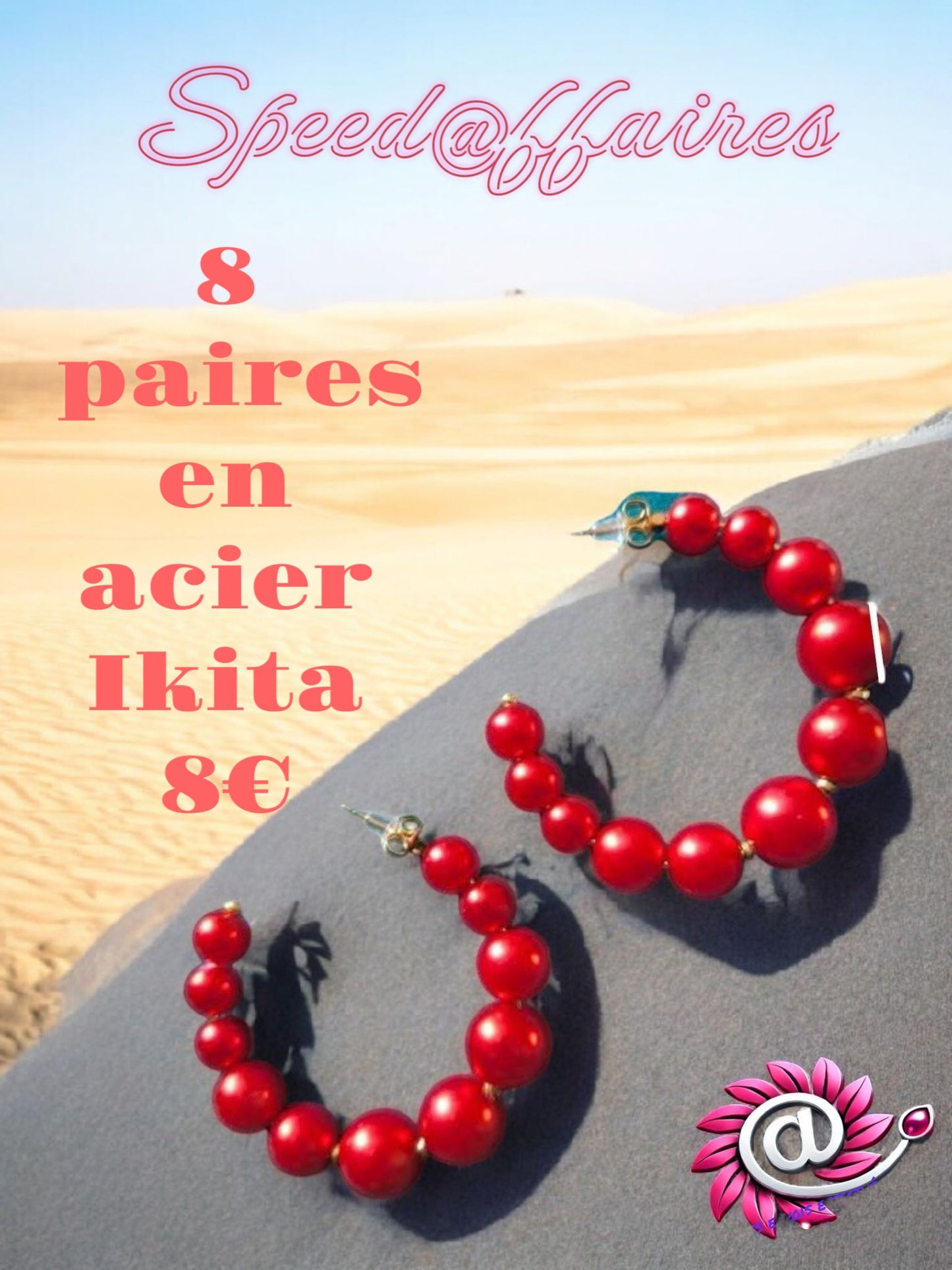 Lot de 8 paires de boucles d'oreilles en acier IKITA - 31D