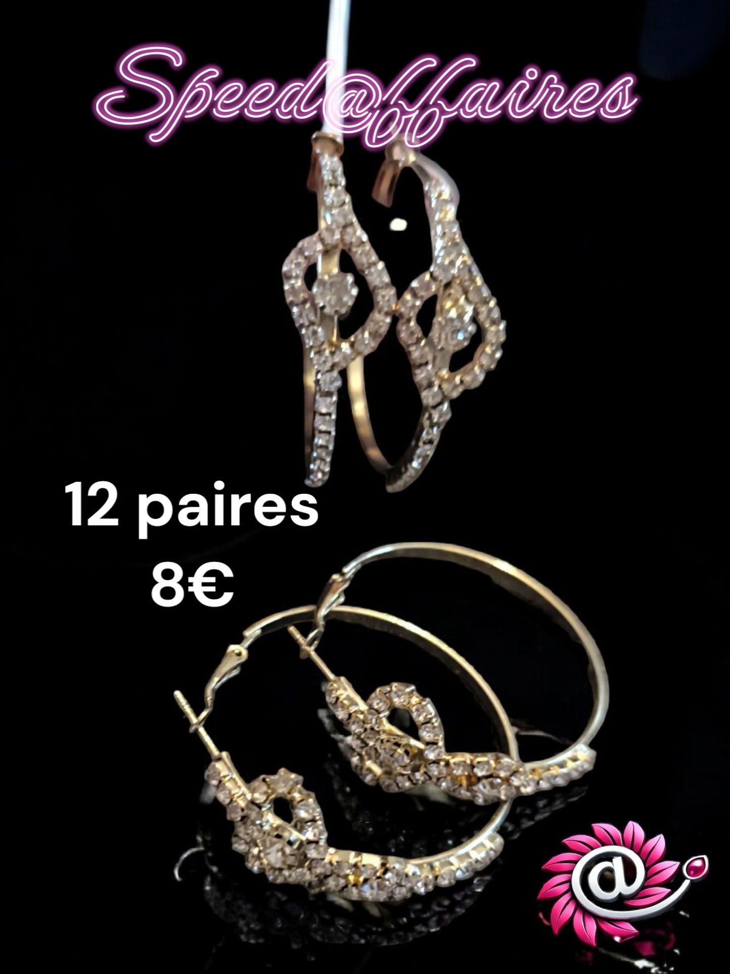 Lot de 12 paires de boucles d'oreilles - 43H