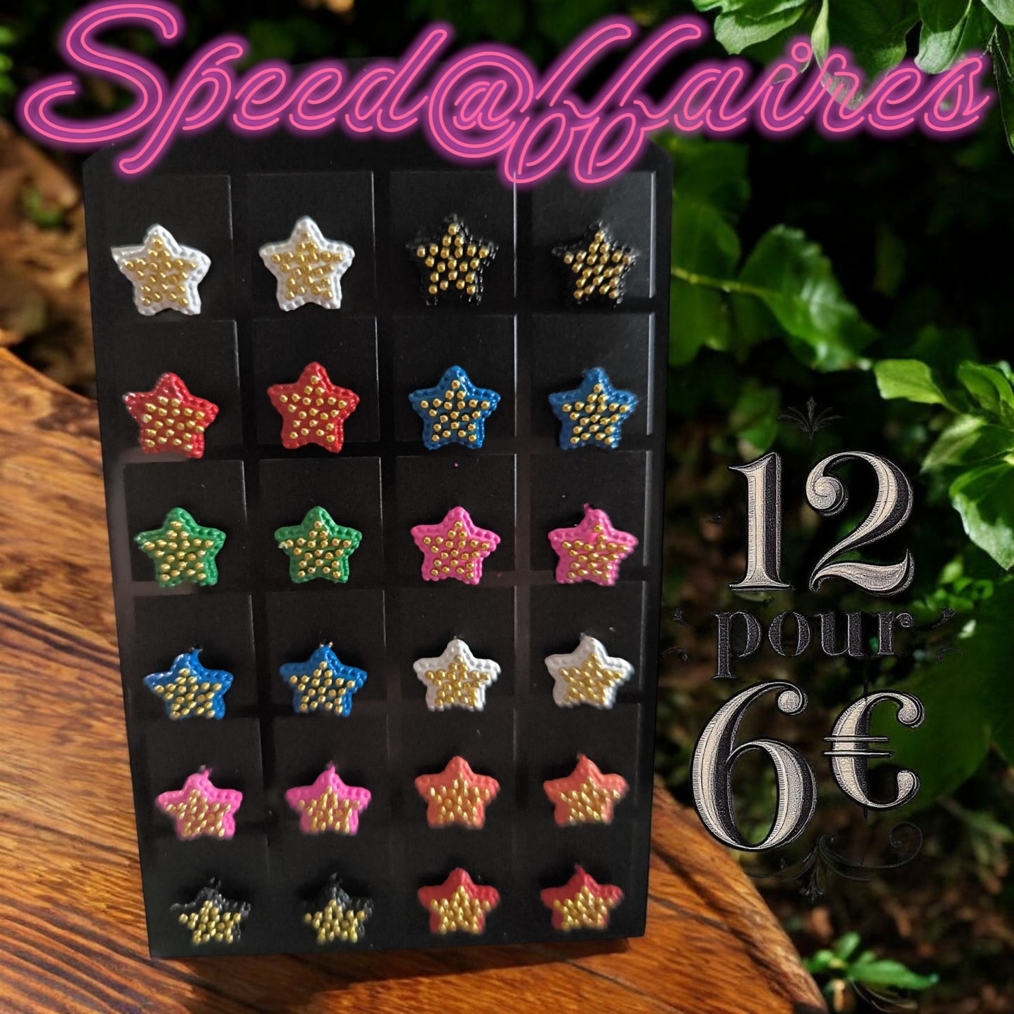 Lot de 12 paires de boucles d'oreilles étoiles - 54H