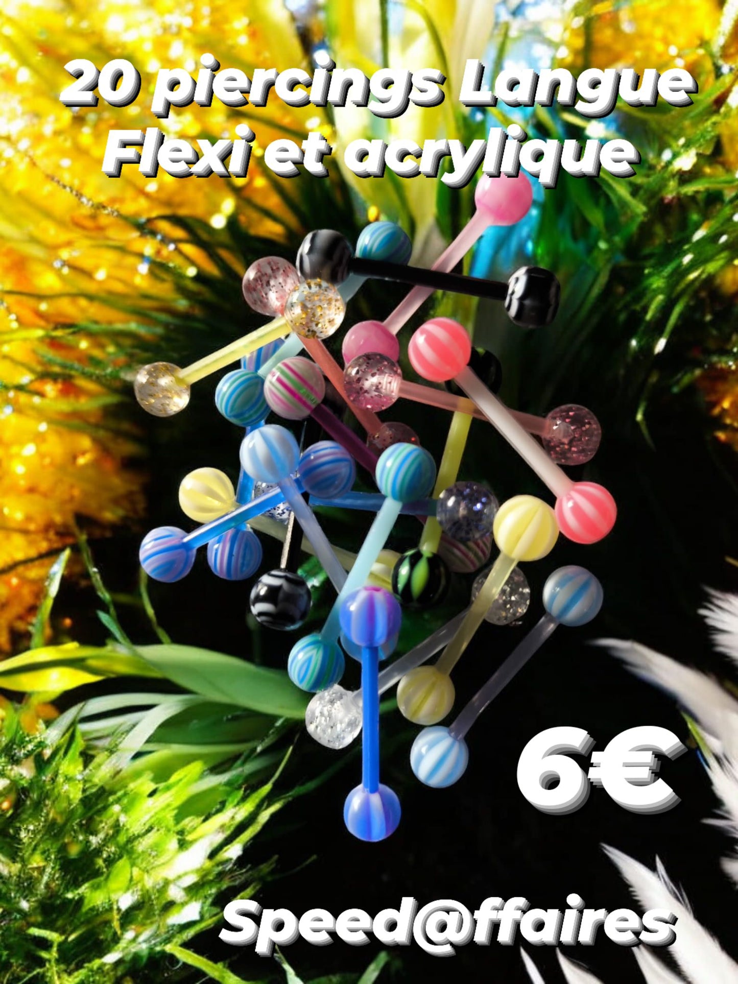 Lot de 20 piercings pour la langue - 62J