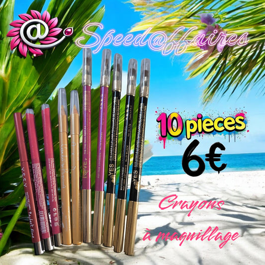 Lot de 10 crayons à maquillage - 12D