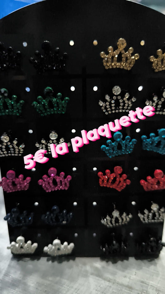 Lot de 12 paires de boucles d'oreilles "couronnes" - 13B