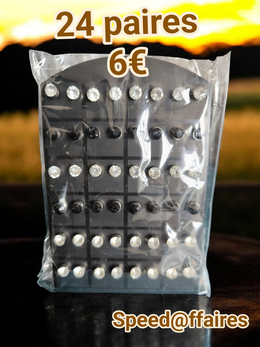 Lot de 24 paires de boucles d'oreilles - 20K