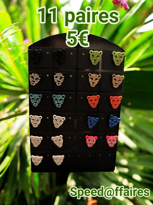 Lot de 11 paires de boucles d'oreilles "tigres" - 21R