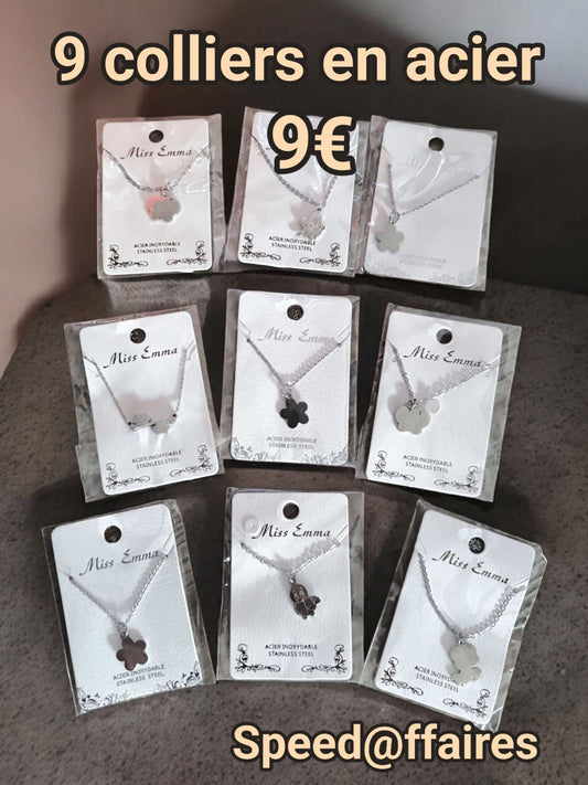 Lot de 9 colliers en acier - 22B