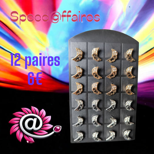 Lot de 12 paires de boucles d'oreilles - 22Z