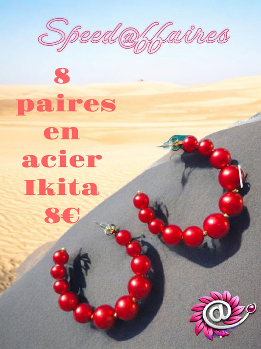 Lot de 8 paires de boucles d'oreilles en acier IKITA - 31D