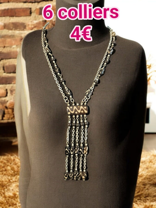 Lot de 6 colliers sautoirs - 41F