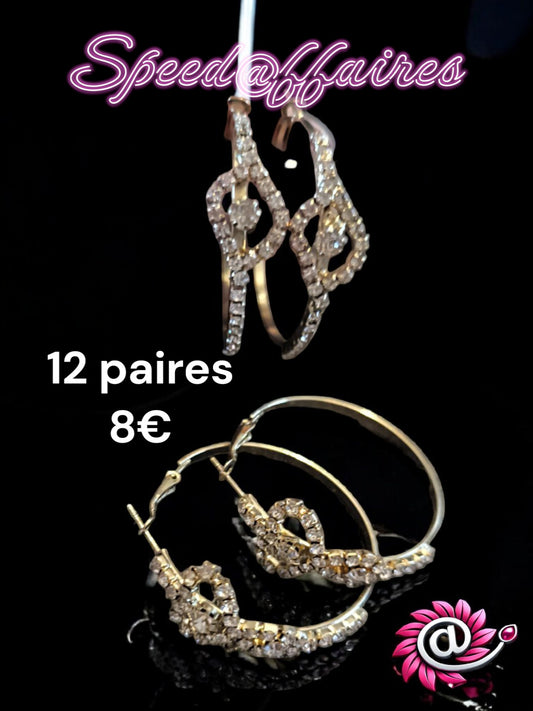 Lot de 12 paires de boucles d'oreilles - 43H