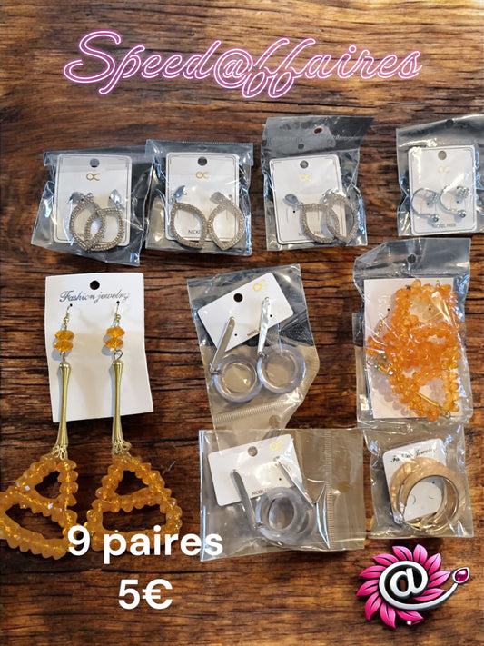 Lot de 9 paires de boucles d'oreilles - 43M
