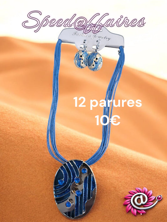 Lot de 12 parures - Ovale bleus - 48B