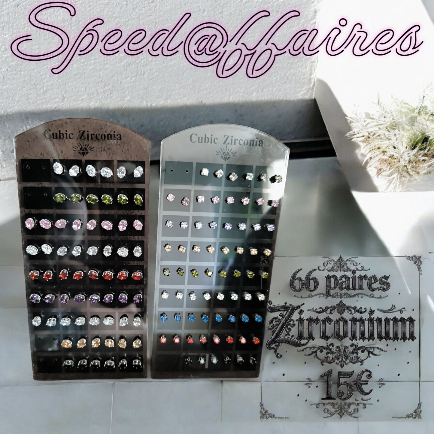 Lot de 66 paires de boucles d'oreilles en zirconium - 54B