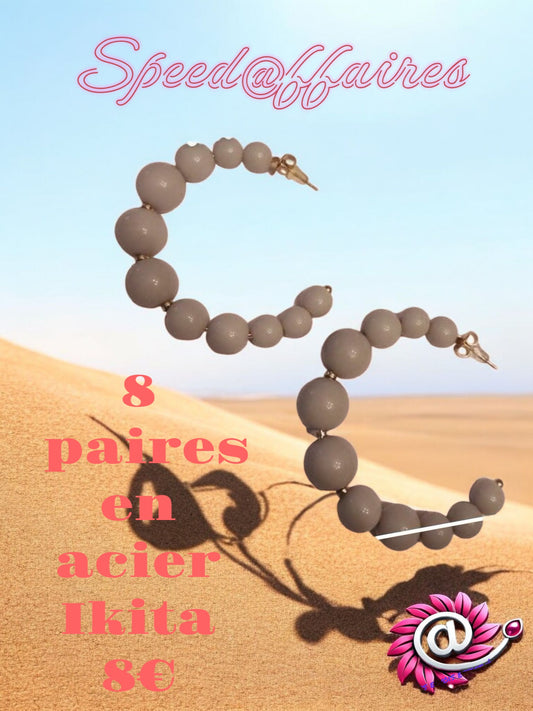 Lot de 8 paires de boucles d'oreilles - Acier - IKITA - 54D