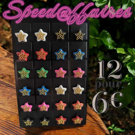 Lot de 12 paires de boucles d'oreilles étoiles - 54H