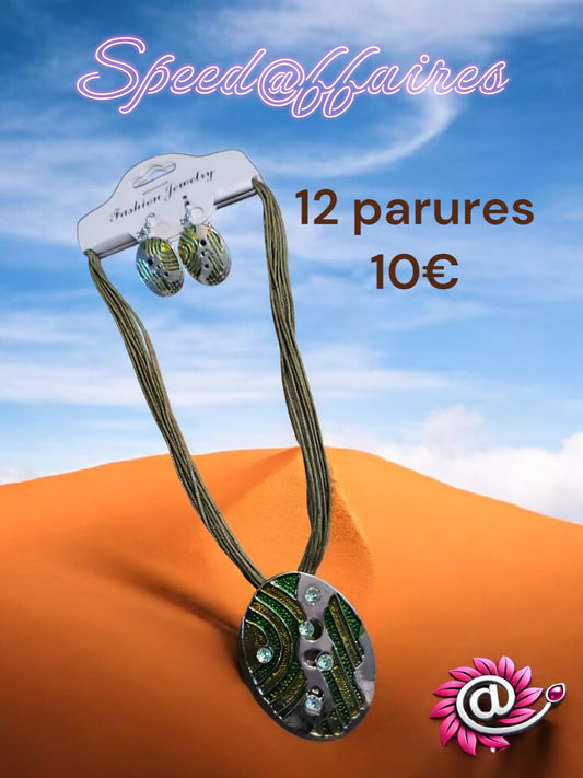Lot de 12 parures - Ovales verts - 55W