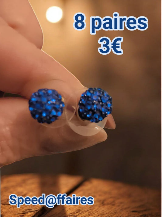 Lot de 8 paires de boucles d'oreilles - Bleu - 57H