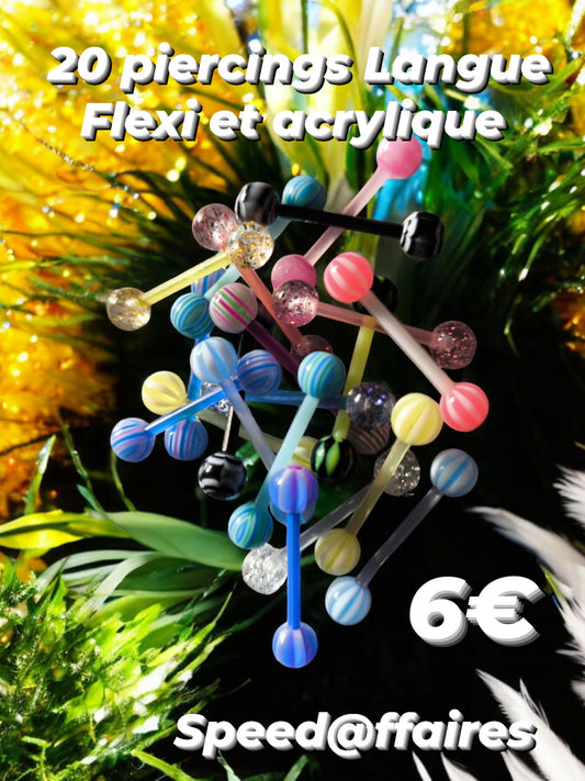 Lot de 20 piercings pour la langue - 62J