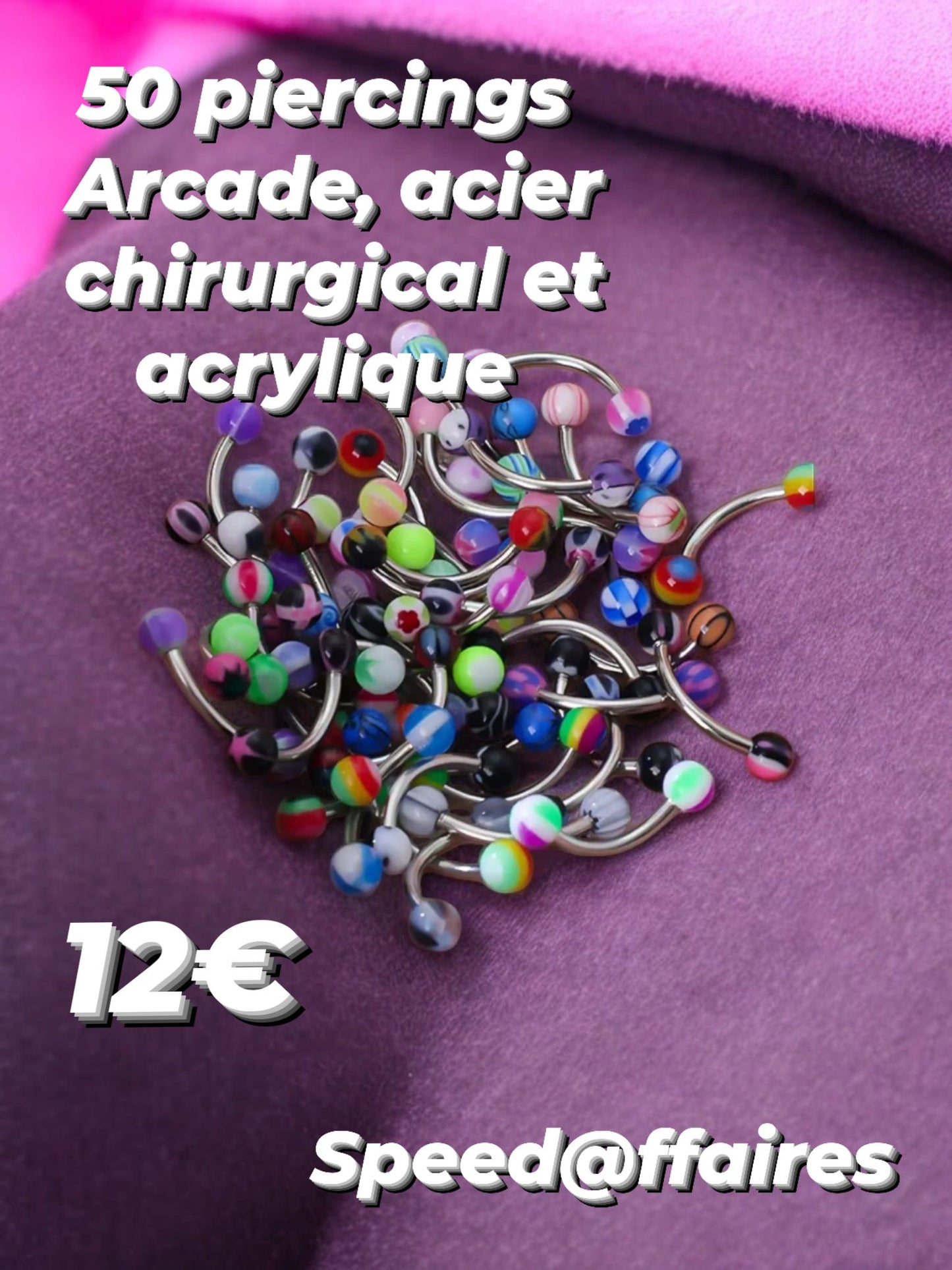 Lot de 50 piercings pour l'arcade - 62L
