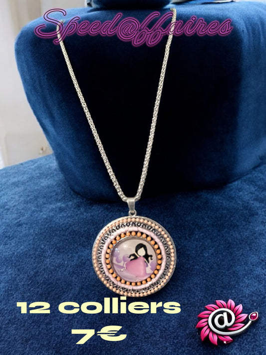 Lot de 12 colliers - Ronds pastels - 67