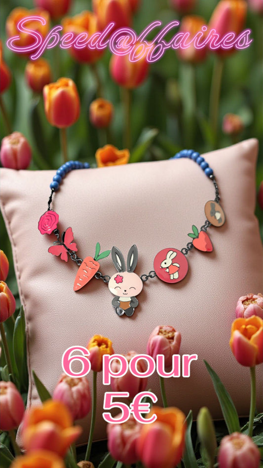 Lot de 6 bracelets "lapin 2" - 69E