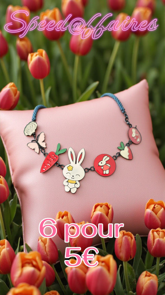 Lot de 6 bracelets "lapin" - 69F
