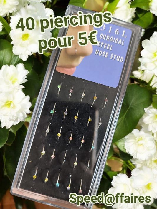 Lot de 40 piercings pour le nez - 44A