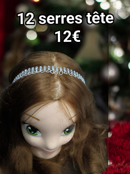 Lot de 12 serre-têtes identiques avec strass - Modèle 2 - 69A